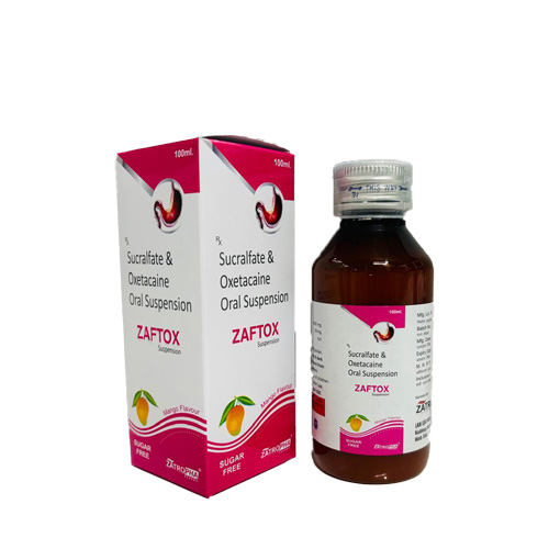 Product Name: ZAFTOX, Compositions of ZAFTOX are Sucralfate & Oxetacaine Oral Suspension - Zatropha Pharma