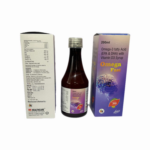 Product Name: Omega Fant, Compositions of Omega-3 fatty Acid (EPA & DHA) with Vitamin D3 Syrup are Omega-3 fatty Acid (EPA & DHA) with Vitamin D3 Syrup - MK Healthcare