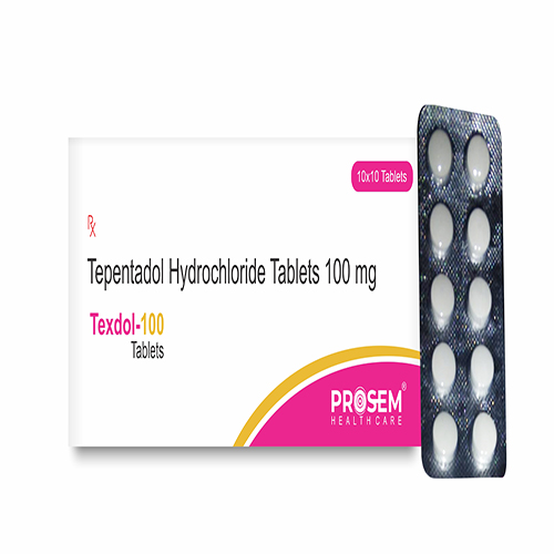 Product Name: Texdol 100, Compositions of Tepentadol Hydrochloride Tablets 100mg are Tepentadol Hydrochloride Tablets 100mg - Prosem Healthcare