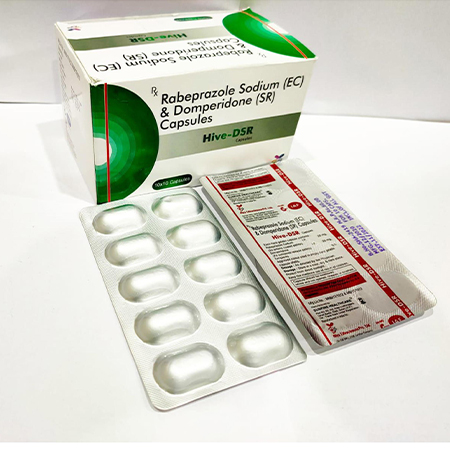 Product Name: Hive DSR, Compositions of Rabeprazole Sodium EC & Domperidone SR Capsules are Rabeprazole Sodium EC & Domperidone SR Capsules - Arvoni Lifesciences Private Limited