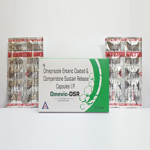 Product Name: Omevic DSR, Compositions of Omevic DSR are Omeprazole Enteric Coated & Domeperidone Sustain Release Capsules IP - Avico Healthcare Pvt Ltd