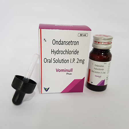 Product Name: VOMINULL, Compositions of VOMINULL are Ondansetron Hydrochloride Oral Solution IP 2mg - Vindcare Lifesciences