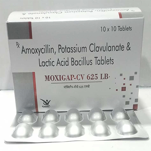 Product Name: MOXIGAP CV 625 LB , Compositions of MOXIGAP CV 625 LB  are Amoxycillin, Potassium Clavulanate & Lactic Acid Bacillus Tablets  - Orange Biotech Private Limited