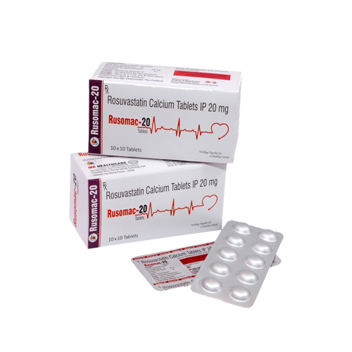 Product Name: Rusomac 20, Compositions of Rusomac 20 are Rosuvastatin Calcium Tablets IP 20 mg - MK Healthcare