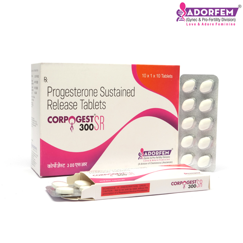 Product Name: CORPOGEST SR 300, Compositions of CORPOGEST SR 300 are Progesterone Sustained Release Tablets  - Cheminnova Life Sciences