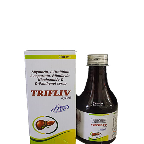 Product Name: TRIFLIV, Compositions of Silymarin, L-Ornithine L-aspartate, Riboflavin, Niacinamide & D-Panthenol syrup  are Silymarin, L-Ornithine L-aspartate, Riboflavin, Niacinamide & D-Panthenol syrup  - Cardiff Biocare