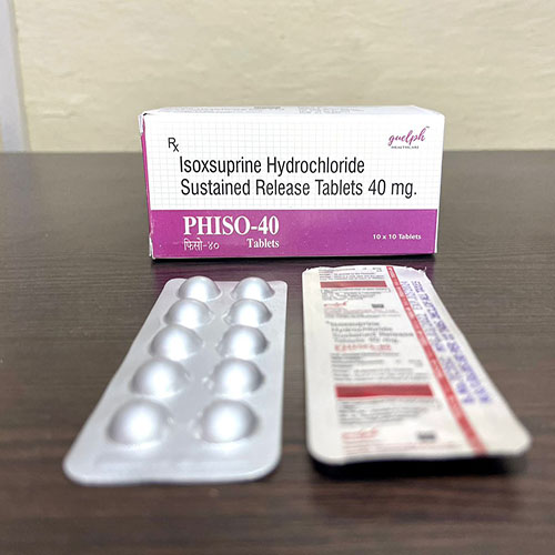 Product Name: Phiso 40, Compositions of Isoxsuprine Hydrochloride Sustained Release Tablets 40mg. are Isoxsuprine Hydrochloride Sustained Release Tablets 40mg. - Guelph Healthcare Pvt. Ltd