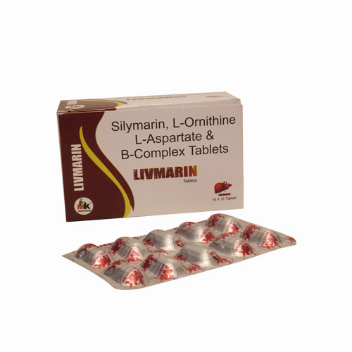 Product Name: LIVMARIN, Compositions of LIVMARIN are Silymarin, L-Ornithine L-Aspartate & B-Complex Tablets - MK Healthcare