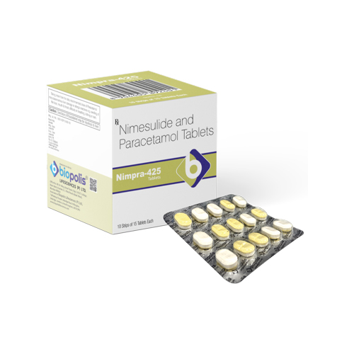 Product Name: NIMPRA 425, Compositions of NIMPRA 425 are Nimesulide & Paracetamol Tablets  - Biopolis Lifesciences Private Limited