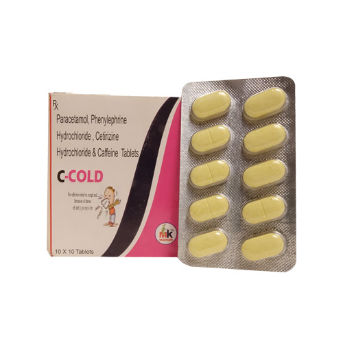 Product Name: C COLD, Compositions of Paracetamol, Phenylephrine Hydrochloride, Cetirizine Hydrochloride & Caffeine Tablets are Paracetamol, Phenylephrine Hydrochloride, Cetirizine Hydrochloride & Caffeine Tablets - MK Healthcare