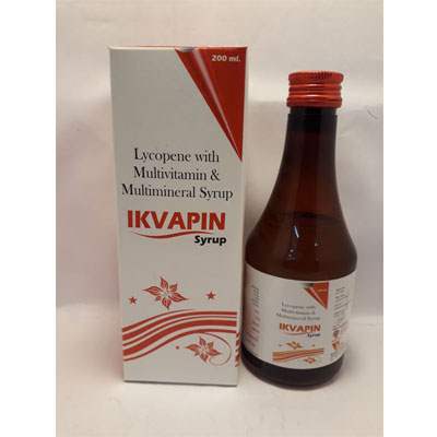 Product Name: Ikvapin syrup, Compositions of Ikvapin syrup are Lycopene With Multivitamin And Minerals Syrup 200ml. - Ikvans Pharma