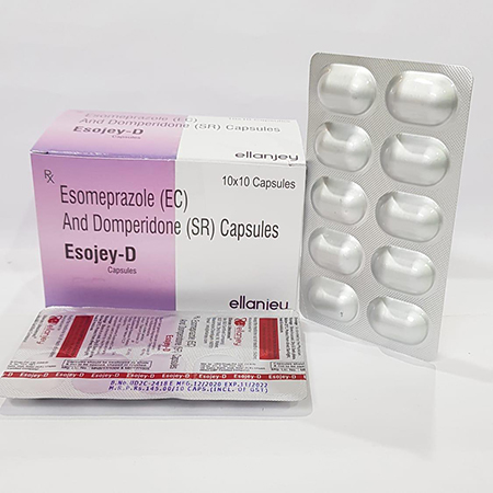 Product Name: Esojey D, Compositions of Esojey D are Esomeprazole (EC) And Domperidone (SR) Capsules - Ellanjey Lifesciences