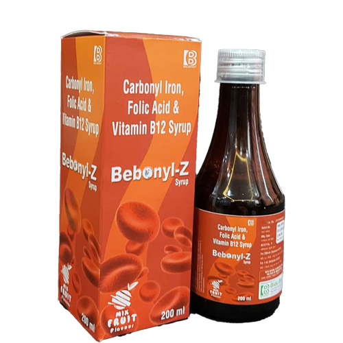 Product Name: Bebonyl Z, Compositions of Bebonyl Z are Carbonyl Iron, Folic Acid & Vitamin B12 Syrup - Bidu Biotech