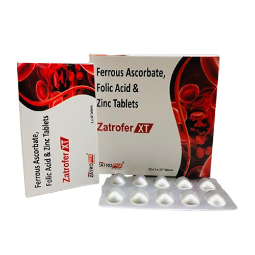 Product Name: Zatrofer XT, Compositions of Zatrofer XT are Ferrous Ascorbate, Folic Acid & Zinc Tablets - Zatropha Pharma