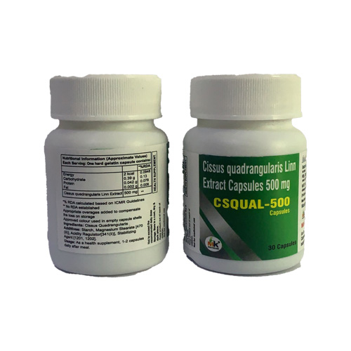 Product Name: CSQUAL 500 Visual search results CSQUAL 500, Compositions of CSQUAL 500 Visual search results CSQUAL 500 are Cissus quadrangularis Linn Extract Capsules 500 mg - MK Healthcare