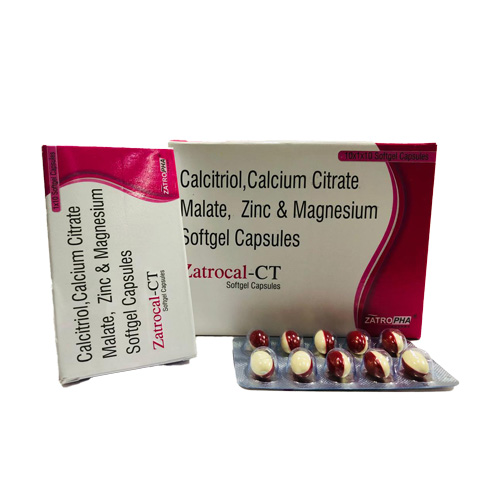 Product Name: Zatrocal CT , Compositions of Zatrocal CT  are Calcitriol, Calcium Citrate Malate, Zinc & Magnesium Softgel Capsules - Zatropha Pharma