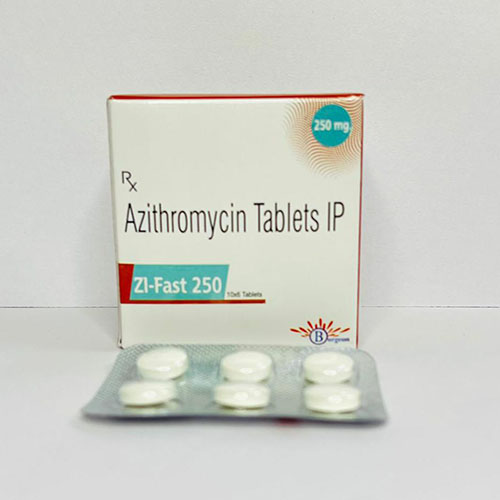 Product Name: ZI Fast 250, Compositions of ZI Fast 250 are AzithromicinTablets Ip - Burgeon Health Series Pvt Ltd