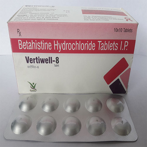 Product Name: Vertiwell 8 , Compositions of Vertiwell 8  are Betahistine Hydrochloride Tablets I.P - Orange Biotech Private Limited