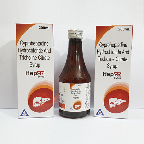 Product Name: Hepco, Compositions of Hepco are Cyproheptadine Hydrochloride And Tricholine Citrate Syrup - Avico Healthcare Pvt Ltd