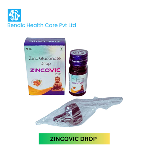 Product Name: ZINCOVIC, Compositions of ZINCOVIC are Zinc Gluconate Drop - Bendic Healthcare Private Limited