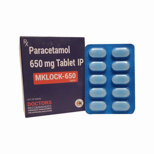 Product Name: MKLOCK 650, Compositions of MKLOCK 650 are Paracetamol 650 mg Tablet IP - MK Healthcare