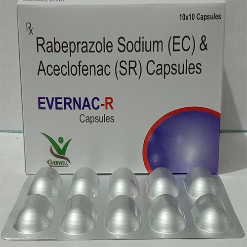 Product Name: EVERNAC R , Compositions of EVERNAC R  are Rabeprazole Sodium (EC) & Aceclofenac (SR) Capsules  - Everwell Pharma Private Limited