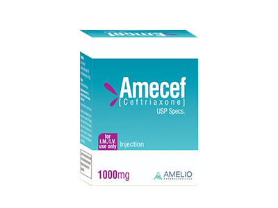 Product Name: Amecef, Compositions of Amecef are Ceftriaxone - Amelio Pharmaceuticals