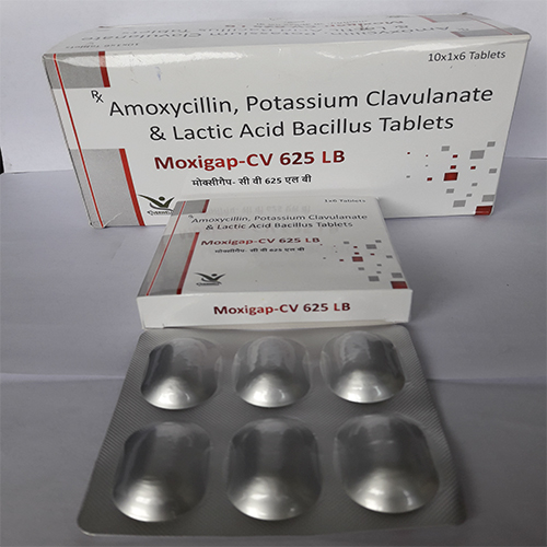 Product Name: Moxigap CV 625 LB , Compositions of Moxigap CV 625 LB  are * Amoxycillin, Potassium Clavulanate & Lactic Acid Bacillus Tablets  - Orange Biotech Private Limited