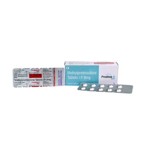 Product Name: Predhok 8, Compositions of Predhok 8 are Methylprednisolone Tablets I.P. 8mg - Hikona Lifesciences