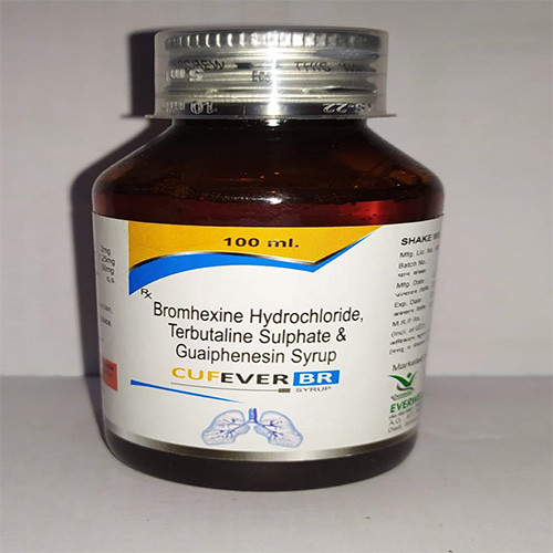 Product Name: CUFEVER  BR , Compositions of CUFEVER  BR  are Bromhexine Hydrochloride, Terbutaline Sulphate & Guaiphenesin Syrup  - Everwell Pharma Private Limited