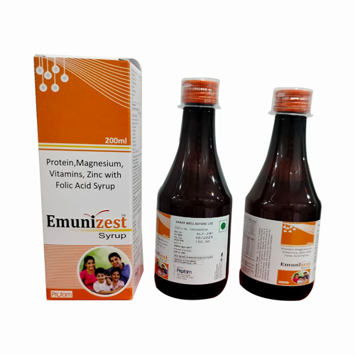 Product Name: EMUNIZEST, Compositions of EMUNIZEST are Protein, Magnesium, Vitamins, Zinc With Folic Acid Syrup - Access Life Science