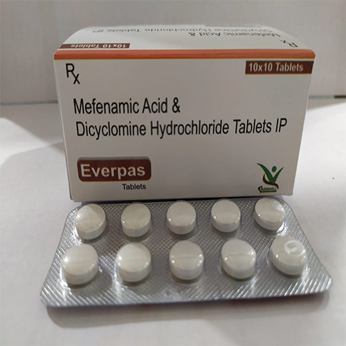 Product Name: Everpas , Compositions of Everpas  are Mefenamic Acid & Dicyclomine Hydrochloride Tablets IP  - Orange Biotech Private Limited