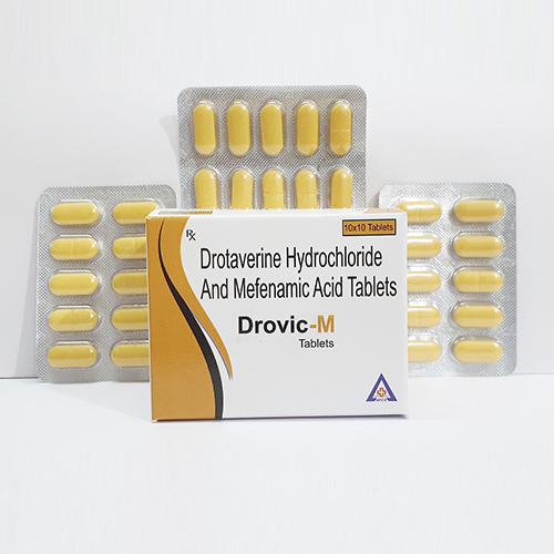 Product Name: Drovic M, Compositions of Drovic M are Drotaverine Hydrochloride And Mefenamic  Acid Tablets - Avico Healthcare Pvt Ltd