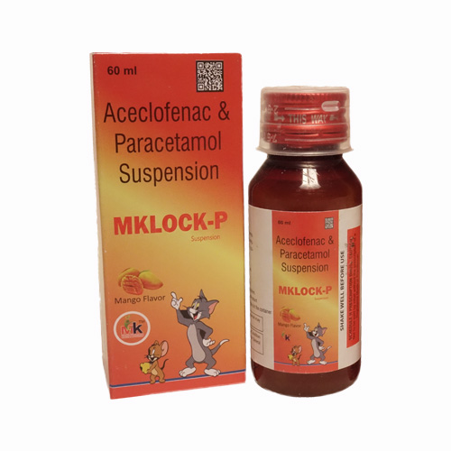 Product Name: MKLOCK P , Compositions of Aceclofenac & Paracetamol Suspension are Aceclofenac & Paracetamol Suspension - MK Healthcare