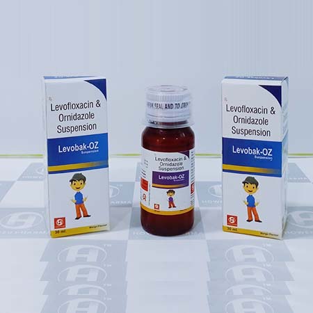 Product Name: Levobak Oz, Compositions of Levofloxacin & Ornidazole Suspension are Levofloxacin & Ornidazole Suspension - Hower Pharma Private Limited