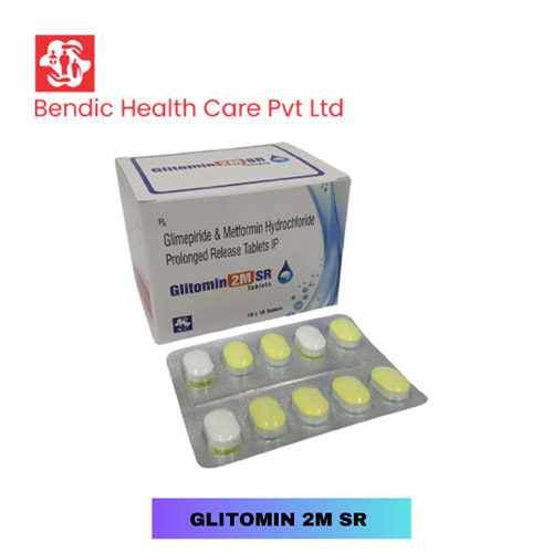 Product Name: Glitomin 2M SR, Compositions of Glitomin 2M SR are Glimepiride & Metformin Hydrochloride Prolonged Release Tablets IP - Bendic Healthcare Private Limited