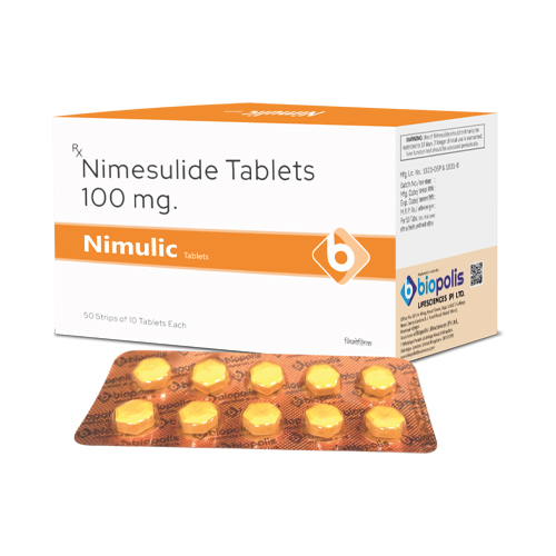 Product Name: NIMULIC, Compositions of Nimesulide Tablets 100mg. are Nimesulide Tablets 100mg. - Biopolis Lifesciences Private Limited