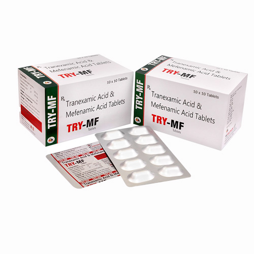 Product Name: TRY MF, Compositions of Tranexamic Acid & Mefenamic Acid Tablets are Tranexamic Acid & Mefenamic Acid Tablets - MK Healthcare