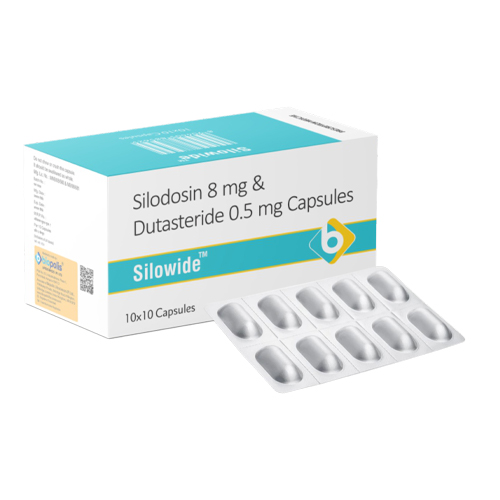 Product Name: SILOWIDE, Compositions of SILOWIDE are Silodosin 8mg & Dutasteride ).5 mg Capsules - Biopolis Lifesciences Private Limited