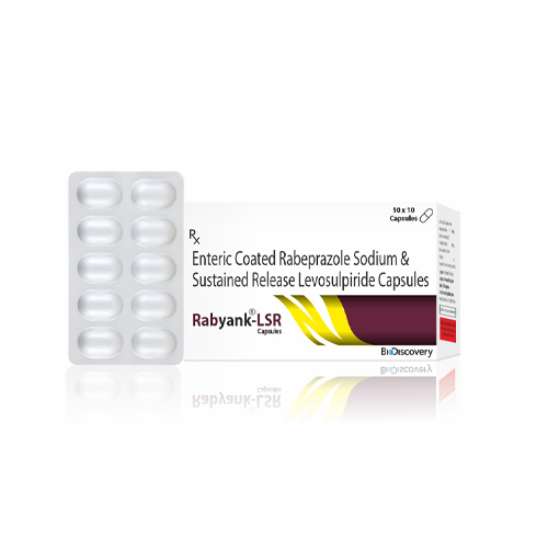 Product Name: Rabyank LSR, Compositions of Rabyank LSR are Enteric Coated Rabeprazole Sodium & Sustained Release Levosulpiride Capsules - Biodiscovery Lifesciences Private Limited