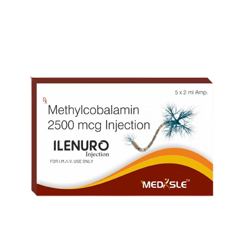 Product Name: ILENURO, Compositions of ILENURO are Methylcobalamin 2500 mcg Injection  - Medisle Pharma