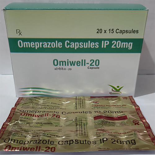 Product Name: Omiwell 20 , Compositions of Omiwell 20  are Omeprazole Capsules IP 20mg  - Everwell Pharma Private Limited