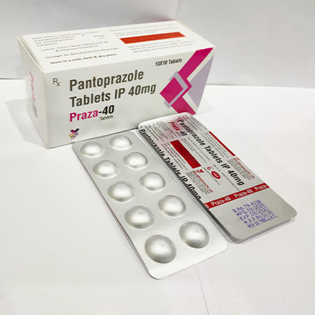 Product Name: Praza 40, Compositions of Pantoprazole Tablets IP 40mg are Pantoprazole Tablets IP 40mg - Arvoni Lifesciences Private Limited