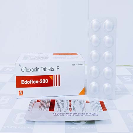 Product Name: Edoflox 200, Compositions of Edoflox 200 are Ofloxacin Tablets IP - Hower Pharma Private Limited