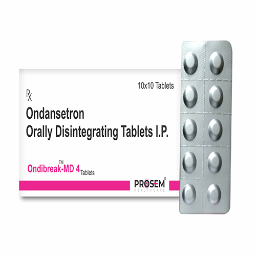 Product Name: ondibreak MD 4, Compositions of ondibreak MD 4 are Ondansetron Orally Disintegratting Tablets I.P. - Prosem Healthcare