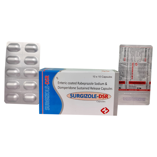 Product Name: SURGIZONE DSR, Compositions of SURGIZONE DSR are Enteric Coated Rabeprazole Sodium & Domperidone Sustained Release Capsules - Access Life Science