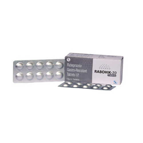 Product Name: RABOHIK 20, Compositions of RABOHIK 20 are Rabeprazole Gastro-Resistant Tablets I.P - Hikona Lifesciences