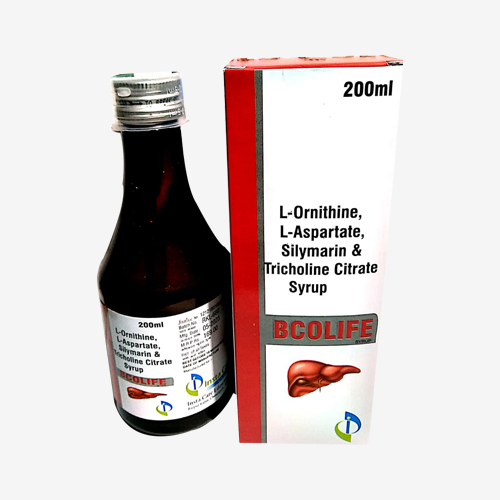 Product Name: BCOLIFE, Compositions of BCOLIFE are L-Ornithine, L-Aspartate, Silymarin & Tricholine Citrate Syrup - Insta Care Lifesciences