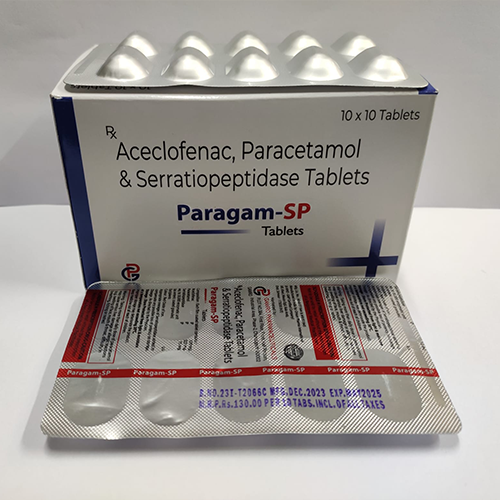 Product Name: Paragam SP, Compositions of Paragam SP are Aceclofenac, Paracetamol & Serratiopeptidase Tablets  - Gamro Pharmaceuticals