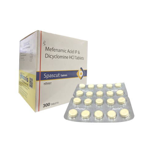 Product Name: SPASCUT, Compositions of SPASCUT are Mefenamic Acid & Dicylomine HCL Tablets - Biopolis Lifesciences Private Limited